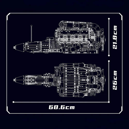 Moteur V8 5,5 L Chromé avec Boîte de Vitesses 2898 pièces