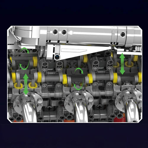Moteur V8 5,5 L Chromé avec Boîte de Vitesses 2898 pièces