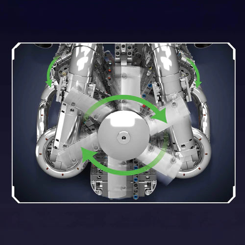 Moteur V8 5,5 L Chromé avec Boîte de Vitesses 2898 pièces