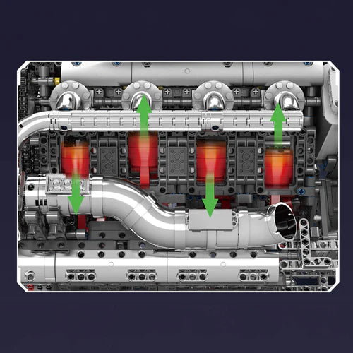 Moteur V8 5,5 L Chromé avec Boîte de Vitesses 2898 pièces