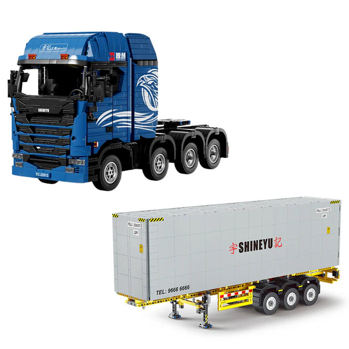 Camion Télécommandé Bleu avec Remorque 4458 pièces