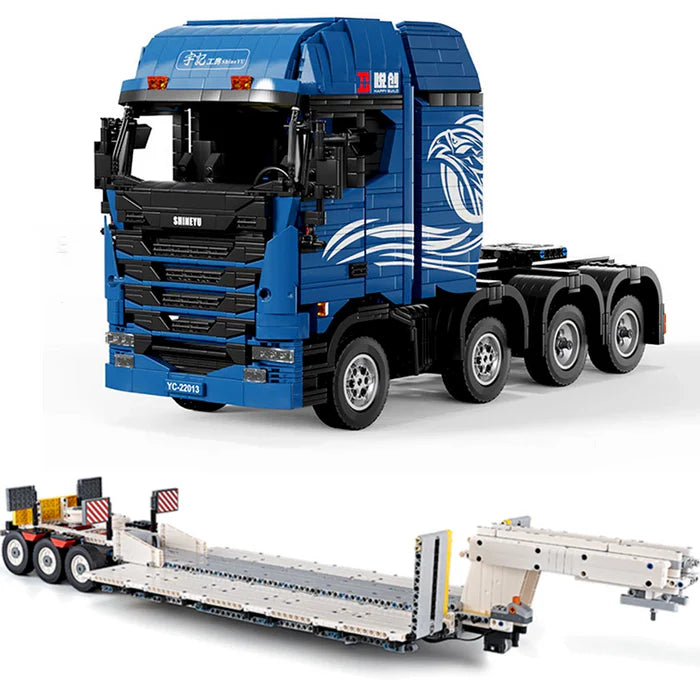 Camion Télécommandé Bleu avec Remorque 4458 pièces