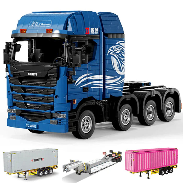 Camion Télécommandé Bleu avec Remorque 4458 pièces